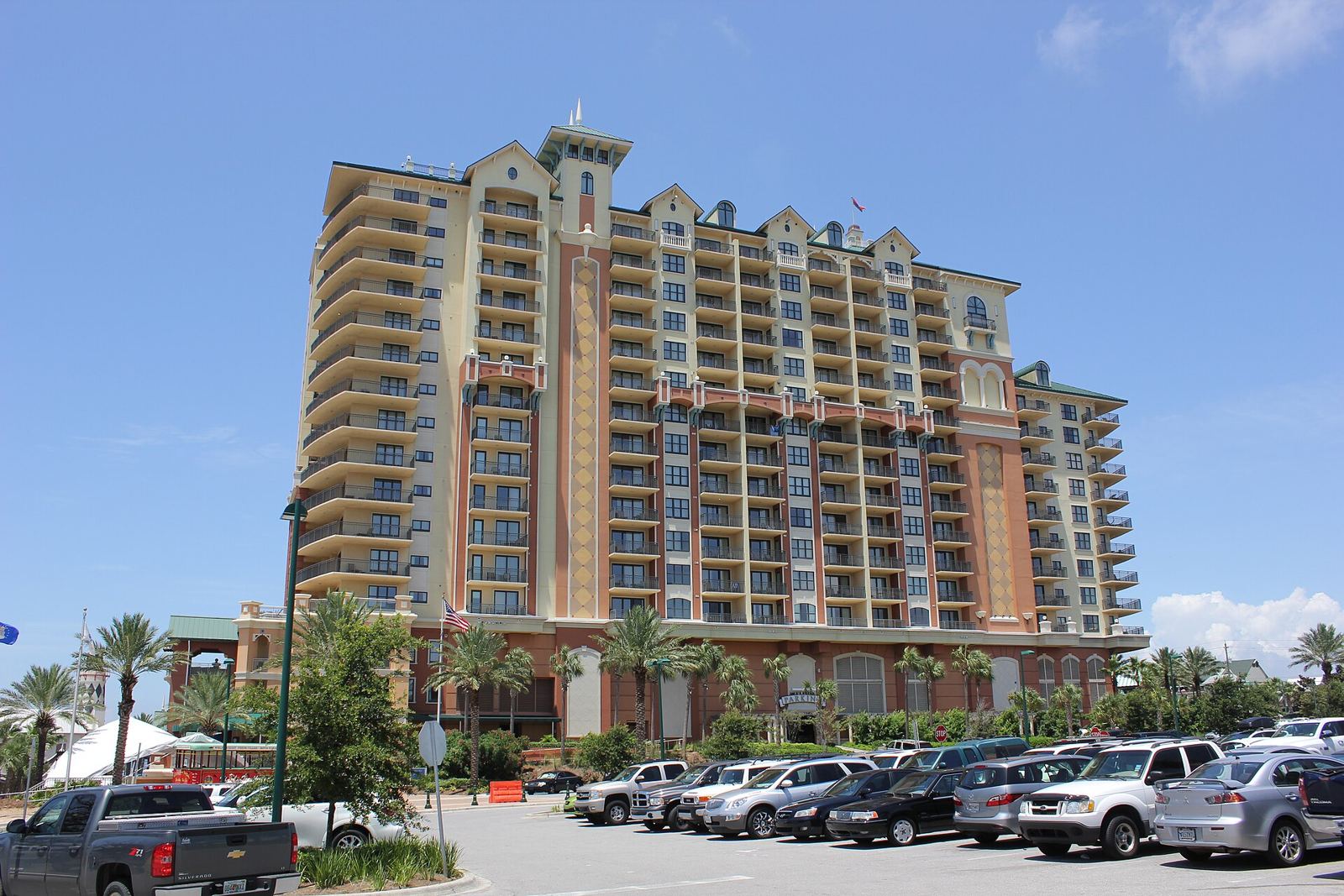 Waterfront resort towers overlooking Destin Harbor, Florida